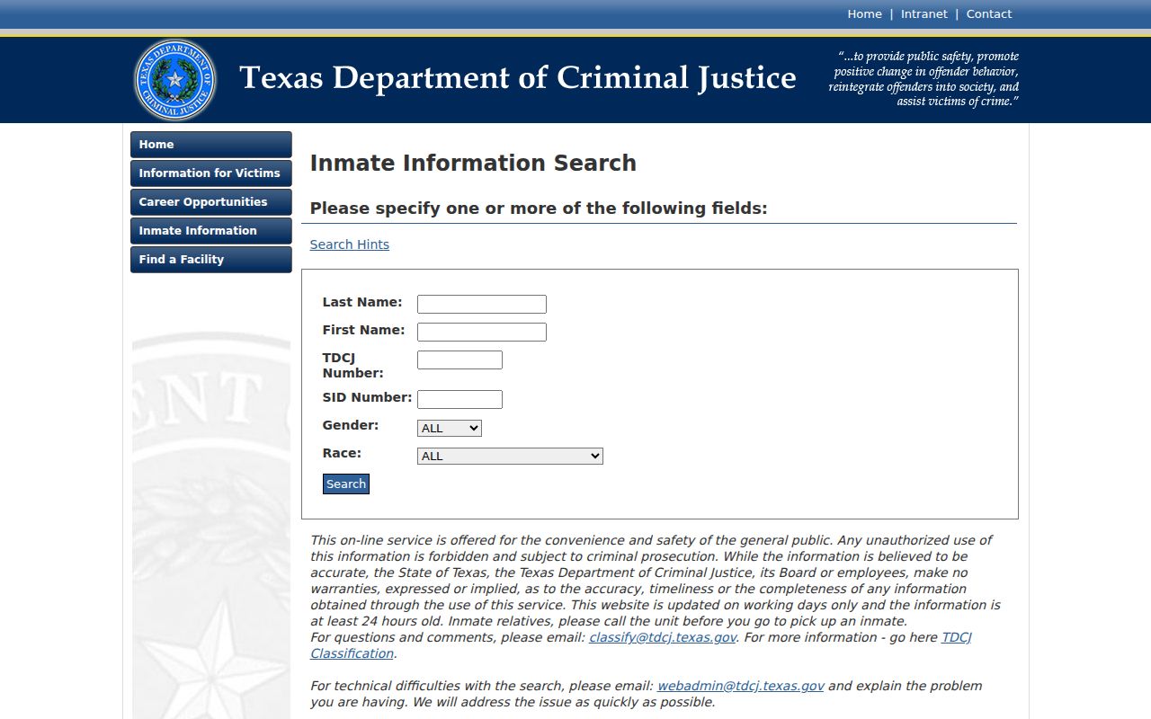 Bowie County criminal history TDCJ inmate search